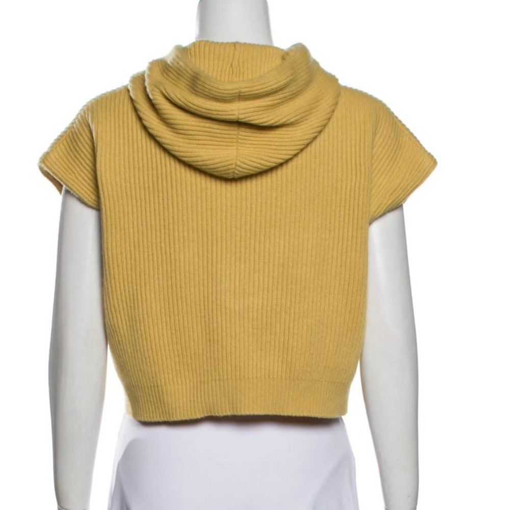 NEW Brunello Cucinelli yellow cashmere crop hoodie sweater vest, monili trim, S - Picture 4 of 4